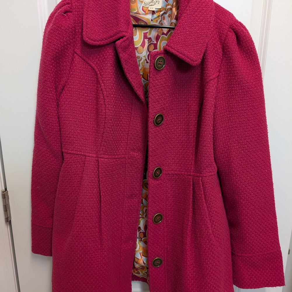 Tulle Fuchsia Textured Pea Coat